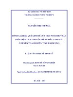 Luận văn đánh giá hiệu quả kinh tế của việc nuôi trồng thuỷ sản trên diện tích chuyển đổi từ đất canh tác ở huyện thanh miện, tỉnh 
