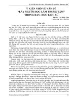 Ý KIẾN NHỎ về vấn đề lấy NGƯỜI học làm TRUNG tâm TRONG dạy  học LỊCH sử 