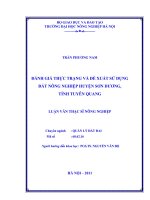 Đánh giá thực trạng và đề xuất sử dụng đất nông nghiệp huyện sơn dương, tỉnh tuyên quang 