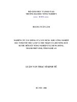 Nghiên cứu tác động của xây dựng khu công nghiệp bắc vinh tới việc làm và thu nhập của hộ nông dân bị thu hồi đất nông nghiệp ở xã hưng đông, thành phố vinh, tỉnh nghệ an 