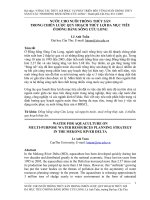 Nước cho nuôi trồng thủy sản trong chiến lược quy hoạch thủy lợi đa mục tiêu ở đông bằng sông cửu long 