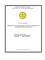 PHÂN TÍCH các tỷ số SINH lợi của CÔNG TY cổ PHẦN XUẤT NHẬP KHẨU THUỶ sản AN GIANG 