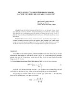 MỘT SỐ TRƯỜNG HỢP TÍNH TOÁN NHANH CÁC CHỈ TIÊU HIỆU QUẢ CỦA DỰ ÁN ĐẦU TƯ