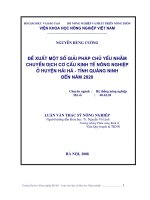 Đề suất một số giải pháp chủ yếu nhằm chuyển đổi cơ cấu kinh tế nông nghiệp ở huyện hải hà  tỉnh quảng ninh đến năm 2020 
