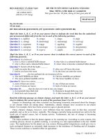 ĐỀ THI TUYỂN SINH CAO ĐẲNG NĂM 2012 Môn: TIẾNG ANH; Khối A1 và Khối D1 mã 415