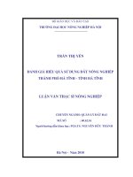 Đánh giá hiệu quả sử dụng đất nông nghiệp thành phố hà tĩnh tỉnh hà tĩnh 