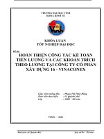 Hoàn thiện công tác kế toán tiền lương và các khoản trích theo lương tại công ty cổ phần xây dựng 16   vinaconex luận văn tốt nghiệp đại học 