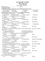 Đề thi thử TN THPT cực hay, đầy đủ các phần