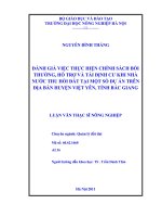ĐÁNH GIÁ VIỆC THỰC HIỆN CHÍNH SÁCH BỒI THƯỜNG, HỖ TRỢ VÀ TÁI ĐỊNH CƯ KHI NHÀ NƯỚC THU HỒI ðẤT TẠI MỘT SỐ DỰ ÁN TRÊNĐỊA BÀN HUYỆN VIỆT YÊN, TỈNH BẮC GIANG