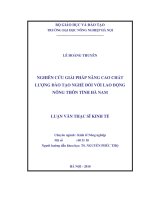 Nghiên cứu giải pháp nâng cao chất lượng đào tạo nghề đối với lao động nông thôn tỉnh hà nam 