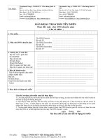 BẢN KHAI THAY ĐỔI TÊN MIỀN Thay đổi  máy  chủ  DNS chuyển  giao