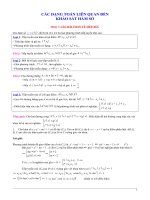 CÁC DẠNG TOÁN LIÊN QUAN đến KHẢO sát hàm số 