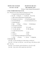 ĐỀ KIỂM TRA HỌC KÌ II MÔN SINH HỌC LỚP 6 TRƯỜNG THCS- MAI DỊCH CẦU GIẤY - HÀ NỘI