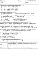 Đề kiểm tra một tiết Anh văn