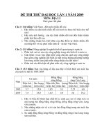 ĐỀ THI THỬ ĐẠI HỌC LẦN 1 MÔN: ĐỊA LÍ  NĂM 2009 và đáp án