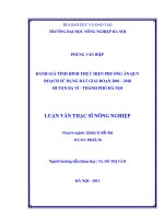 Đánh giá tình hình thực hiện phương án quy hoạch sử dụng đất giai đoạn 2001   2010 huyện ba vì, thành phố hà nội 