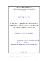 Tuyển chọn và thiết lập quy trình sản xuất hạt lai f1 của một số tổ hợp lúa lai hai dòng có năng suất, chất lượng cao 