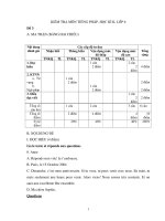 KIỂM TRA MÔN TIẾNG PHÁP, HỌC KÌ II, LỚP 6 Đề 3