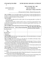 ĐỀ THI HỌC SINH GIỎI LỚP 9 THCS MÔN SINH HỌC NĂM 2013 - SỞ GIÁO DỤC VÀ ĐÀO TẠO QUẢNG BÌNH 