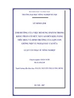 Ảnh hưởng của việc bổ sung enzym trong khẩu phần có mức xơ cao đến khả năng tiêu hóa và sinh trưởng của lợn con giống nội và ngoại sau cai sữa 