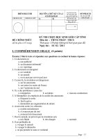 ĐỀ THI CHỌN HỌC SINH GIỎI CẤP TỈNH    Môn thi  :  TIẾNG PHÁP - THCS