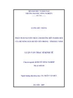 Luận văn phân tích nguyên nhân ảnh hưởng đến nghèo đói của hộ nông dân huyên yên phong   tỉnh bắc ninh 