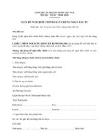 GIẤY ĐỀ NGHỊ ĐIỀU CHỈNH GIẤY CHỨNG NHẬN ĐẦU TƯ