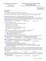 ĐỀ THI TUYỂN SINH ĐẠI HỌC NĂM 2009 Môn: HOÁ HỌC; Khối: B mã đề  637 