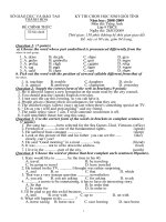 Đề thi HSG Anh văn THCS Thanh hóa 2009