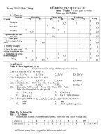 Đề kiểm tra HK II Toán 7 có ma trận