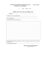 PHIẾU YÊU CẦU CUNG CẤP THÔNG TIN 