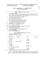 Đề thi Tiếng Anh hkII