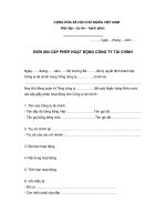 ĐƠN XIN CẤP PHÉP HOẠT ĐỘNG CÔNG TY TÀI CHÍNH