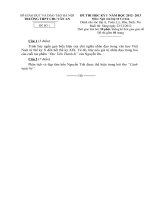 ĐỀ THI HỌC KỲ I  NĂM HỌC 2012- 2013 Môn Ngữ văn lớp 10 Cơ bản TRƯỜNG THPT CHU VĂN AN  