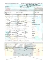 Đề khảo sát đầu năm A7 2008-2009