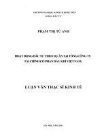 Hoạt động đầu tư theo dự án tại Tổng công ty tài chính cổ phần dầu khí Việt Nam