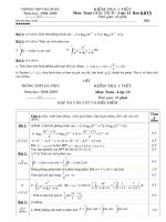 Đề KT và đáp án 1 tiết GT (bài 1) - HK2