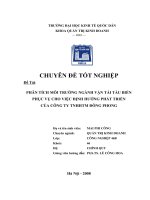 PHÂN TÍCH MÔI TRƯỜNG NGÀNH VẬN TẢI TÀU BIỂN PHỤC VỤ CHO VIỆC ĐỊNH HƯỚNG PHÁT TRIỂN  CỦA CÔNG TY TNHHTM ĐÔNG PHONG
