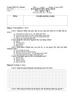 Đề  kiểm tra Lịch sử 7 kì II