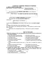 PHRASE OF PURPOSE- BÀI TẬP ÁP DỤNG