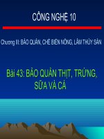 Bài 43: Bảo quản thịt, trứng, sữa và cá