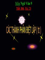 Tiết 104, Bài 20: Các thành phần biệt lập (tt)