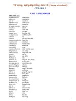 Từ vựng,ngữ pháp (cả năm) English11-Chuẩn