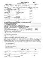 English 9  Written Test 1