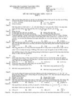 Đề Đáp án thi thử đại học