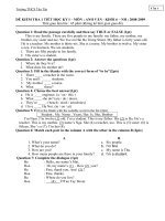 Đề kiểm tra 1 tiết HK I AV 6