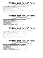 Written test 15mins ( Sau U15)