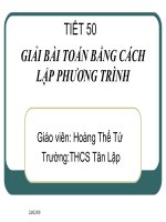 Tiết 50: Giải bài toán bằng cách lập phương trình