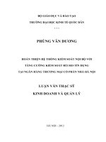 HOÀN THIỆN HỆ THỐNG KIỂM SOÁT NỘI BỘ VỚI TĂNG CƯỜNG KIỂM SOÁT RỦI RO TÍN DỤNG TẠI NGÂN HÀNG THƯƠNG MẠI CỔ PHẦN NHÀ HÀ NỘI