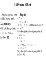 Tiet 62 : Bat phuong trinh bac nhat mot an